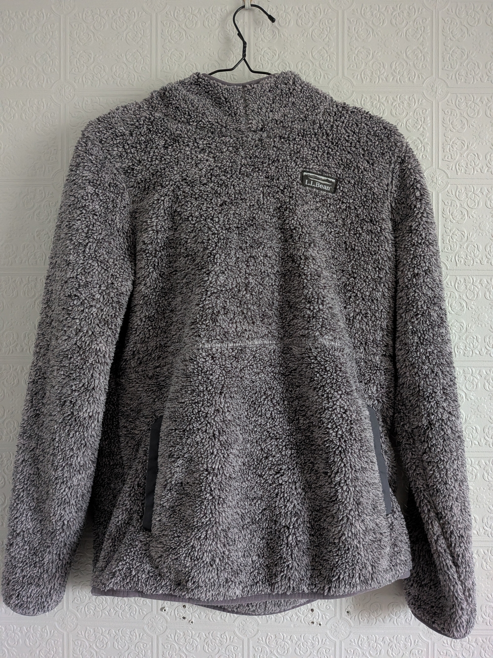 L.L.Bean Plush Gray Sherpa Pullover Hoodie